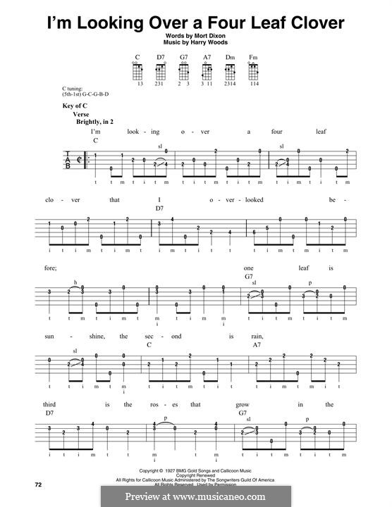 I'm Looking Over a Four Leaf Clover: For banjo by Harry Woods