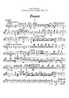 Concerto for Violin and Orchestra in G Major, FS 61 Op.33: Timpani part by Carl Nielsen