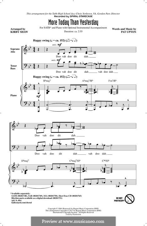 More Today Than Yesterday (Spiral Starecase): For mixed choir by Pat Upton