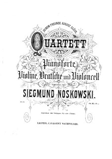 Piano Quartet in D Minor, Op.8: Full score by Zygmunt Noskowski
