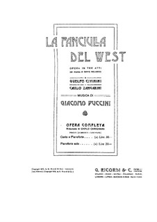 La fanciulla del West (The Girl of the West): Piano score by Giacomo Puccini