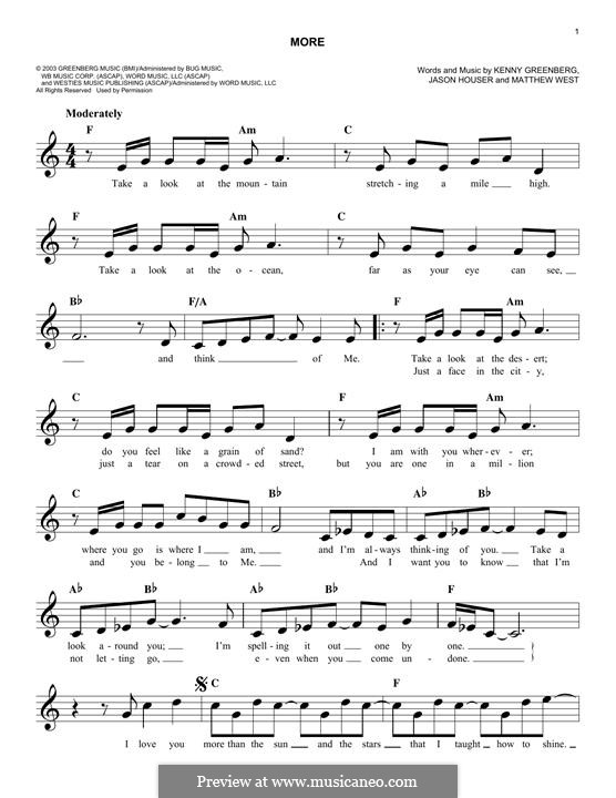 More (Matthew West): Melody line by Jason Houser, Kenny Greenberg