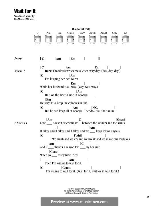 Wait for It (from 'Hamilton'): Lyrics and chords by Lin-Manuel Miranda