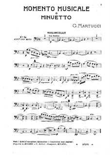 Musical Moment and Minuet: Cello part by Giuseppe Martucci