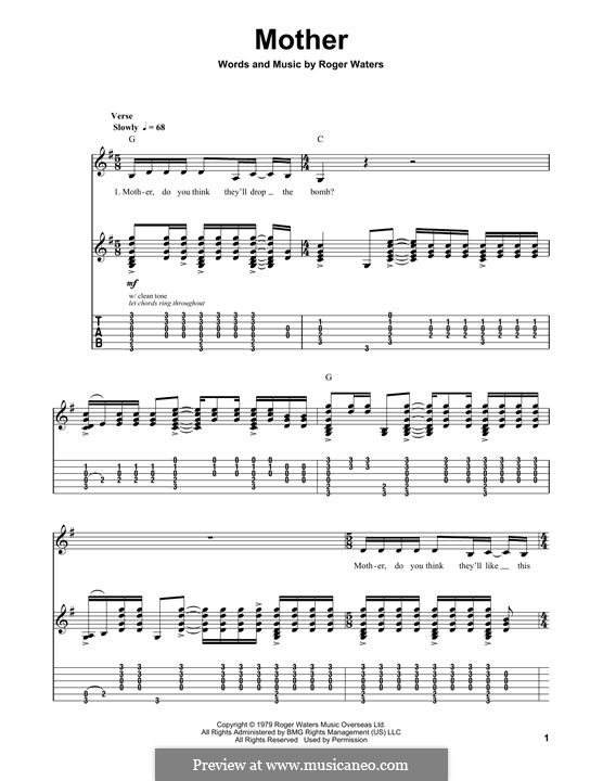 Mother (Pink Floyd): For guitar with tab by Roger Waters