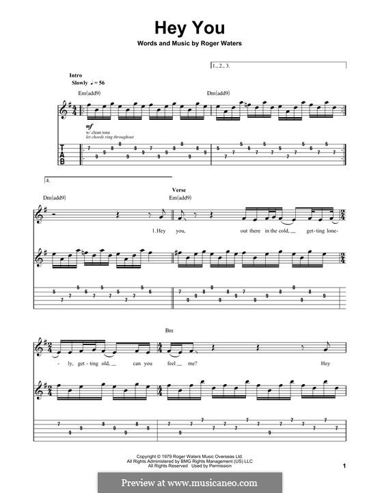 Hey You (Pink Floyd): For guitar with tab by Roger Waters