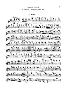 Carnival, B.169 Op.92: Violin I part by Antonín Dvořák