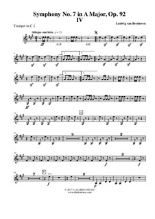 Movement IV: Trumpet in C 2 (transposed part) by Ludwig van Beethoven