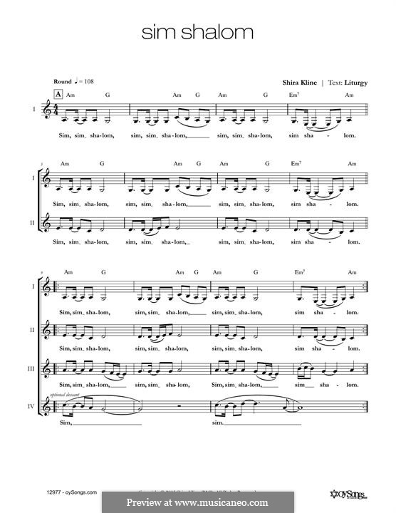 Sim Shalom by S. Kline - sheet music on MusicaNeo