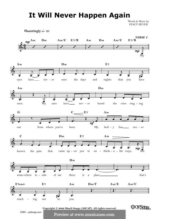 It Will Never Happen Again By S Beyer Sheet Music On MusicaNeo my-sister-had-an-older-guy