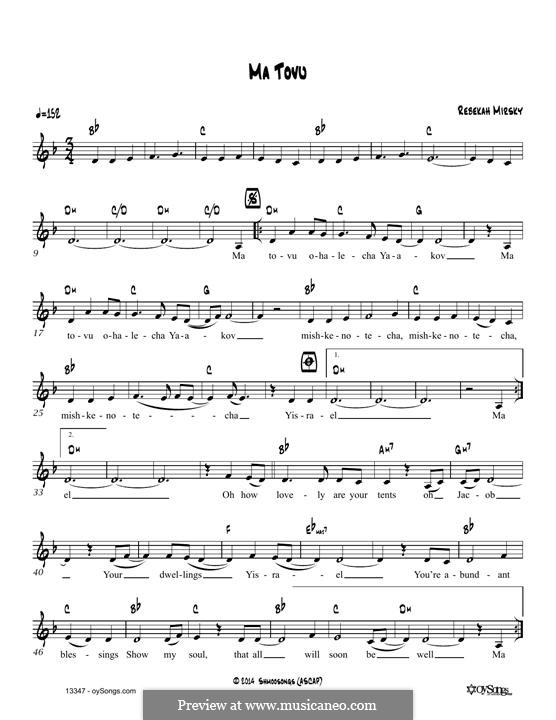 Ma Tovu by R. Mirsky - sheet music on MusicaNeo