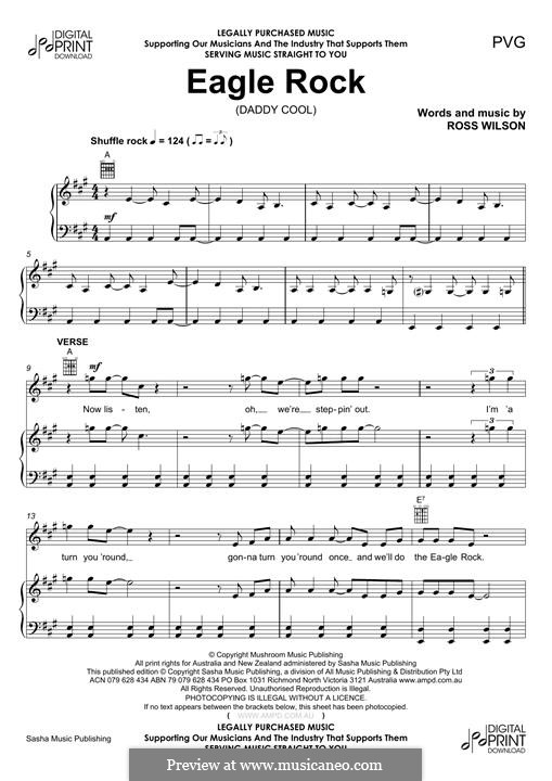 Eagle Rock (Daddy Cool): For voice and piano (or guitar) by Ross Wilson