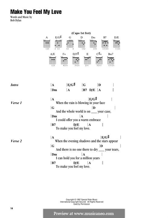 Make You Feel My Love: Lyrics and chords by Bob Dylan