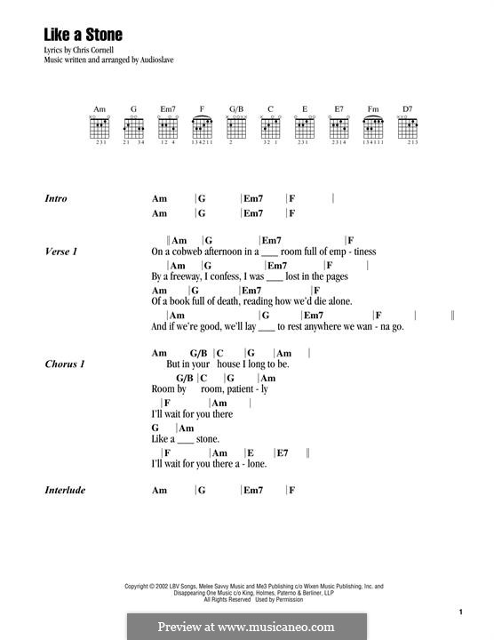 Like a Stone (Audioslave): Lyrics and chords by Chris Cornell