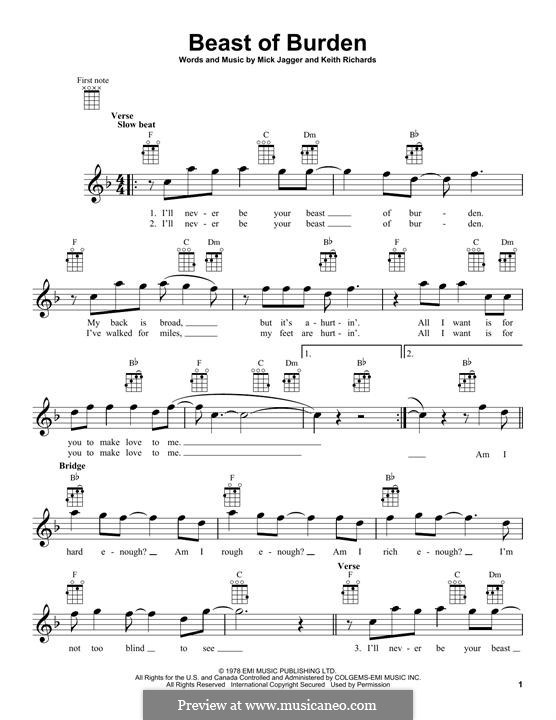 Beast of Burden (The Rolling Stones): For ukulele by Keith Richards, Mick Jagger