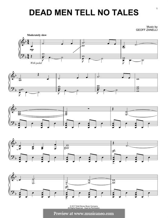 Dead Men Tell No Tales: For piano by Geoff Zanelli