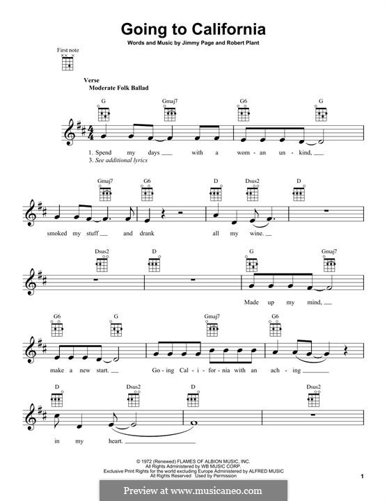 Going To California (Led Zeppelin): For ukulele by Jimmy Page, Robert Plant