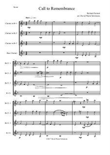 Call to remembrance: For clarinet quartet (3 B flat clarinets and 1 bass or 4 B flat clarinets) by Richard Farrant