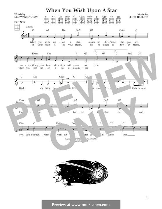 When You Wish Upon a Star (from Disney's Pinocchio): For ukulele by Leigh Harline