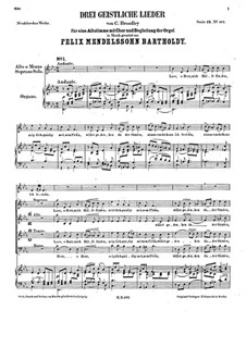Three Sacred Songs, WoO 14: Three Sacred Songs by Felix Mendelssohn-Bartholdy