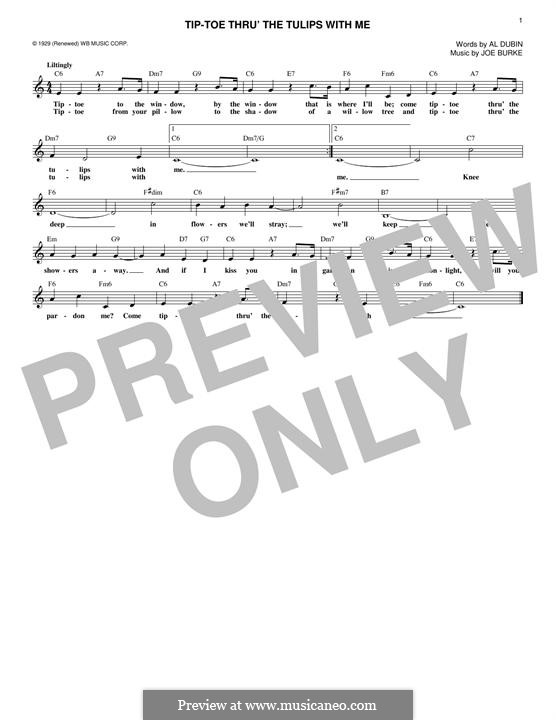 Tip Toe Through the Tulips with Me: Melody line by Joe Burke
