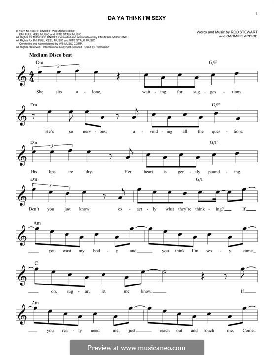 Da Ya Think I M Sexy By C Appice Sheet Music On Musicaneo