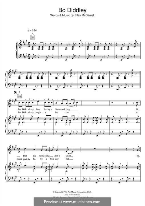 Bo Diddley (Bo Diddley): For voice and piano (or guitar) by Ellas McDaniel