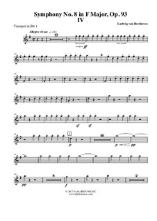 Movement IV: Trumpet in Bb 1 (transposed part) by Ludwig van Beethoven