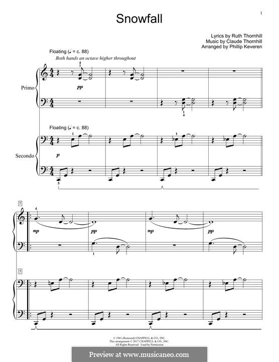 Snowfall (Tony Bennett): For piano by Claude Thornhill, Ruth Thornhill