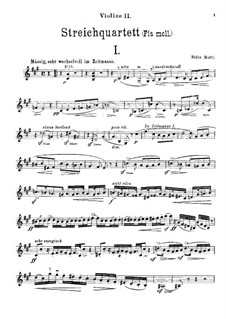 String Quartet No.1 in F Sharp Minor: Violin II part by Felix Mottl