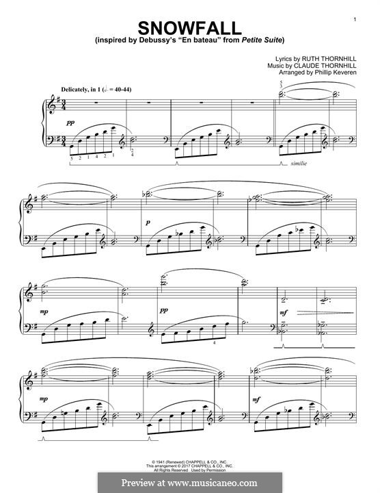Snowfall (Tony Bennett): For piano by Claude Thornhill, Ruth Thornhill