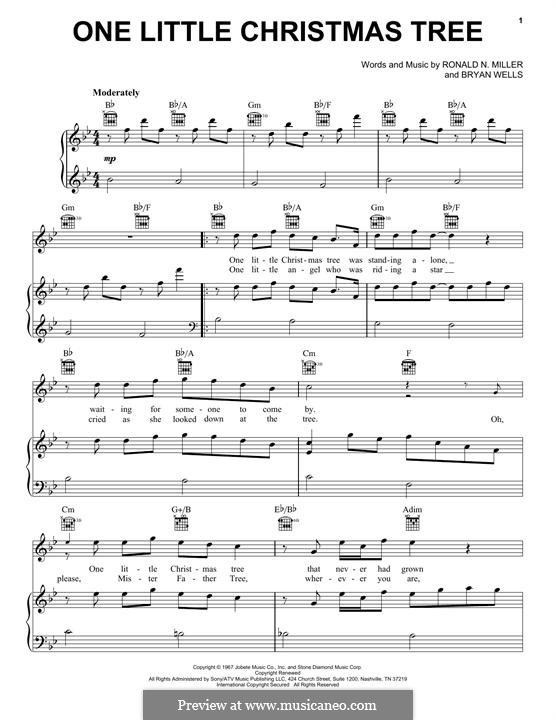 One Little Christmas Tree (Stevie Wonder) By B. Wells, R. Miller On One Little Christmas Tree (Stevie Wonder): For voice and piano (or guitar - One Little Christmas Tree (Stevie Wonder) By B. Wells, R. Miller On