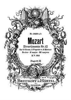Divertissement No.12 in E Flat Major, K.252: Bassoon II part by Wolfgang Amadeus Mozart