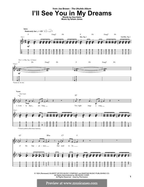 I'll See You in My Dreams: For guitar with tab by Isham Jones