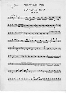 Church Sonata for Two Violins, Organ and Basso Continuo No.11 in D Major, K.245: Basso continuo part by Wolfgang Amadeus Mozart