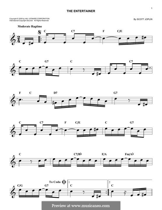 The Entertainer: Melody line by Scott Joplin