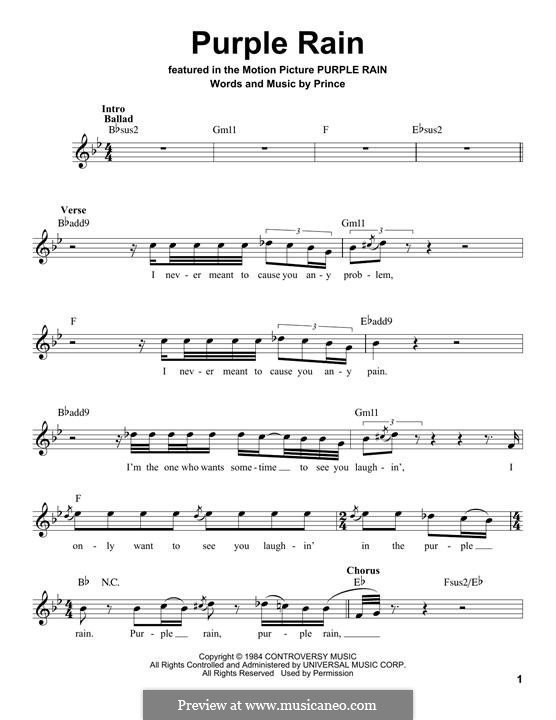 Purple Rain Sheet Music on MusicaNeo