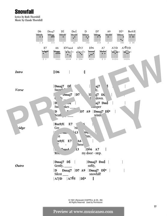 Snowfall (Tony Bennett): Lyrics and chords by Claude Thornhill, Ruth Thornhill