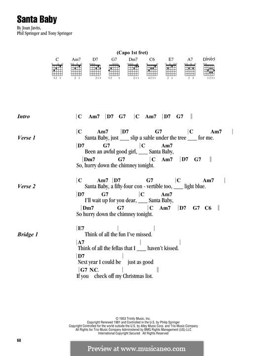 Vocal version: Lyrics and chords by Joan Javits, Philip Springer, Tony Springer