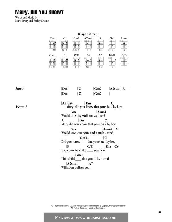 Chord Chart For Mary Did You Know