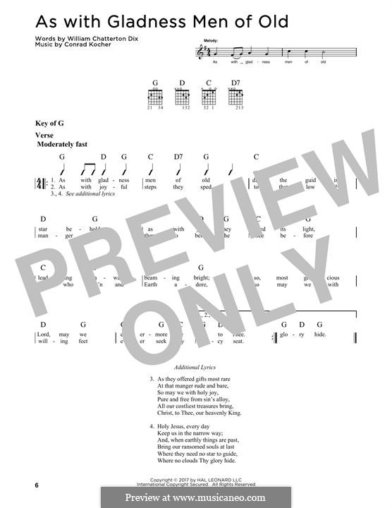 As with Gladness Men of Old: For guitar by Conrad Kocher