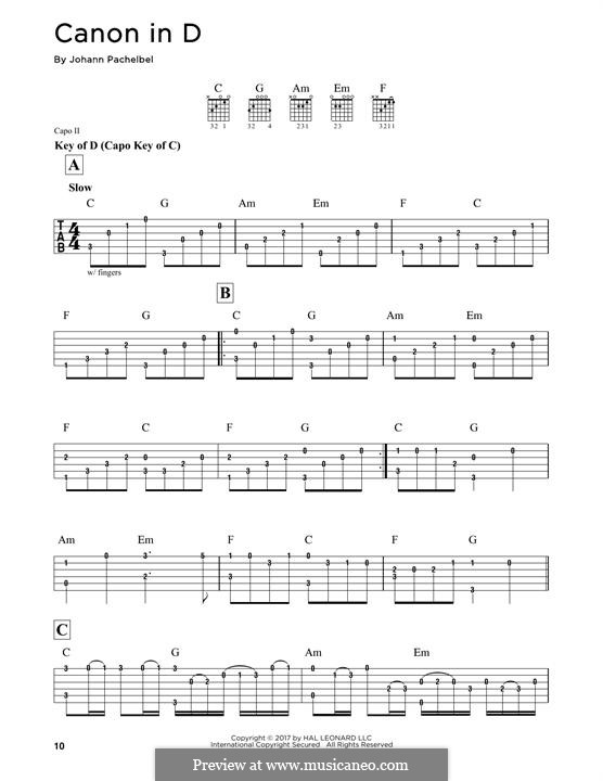 Canon in D Major (Printable): For guitar by Johann Pachelbel