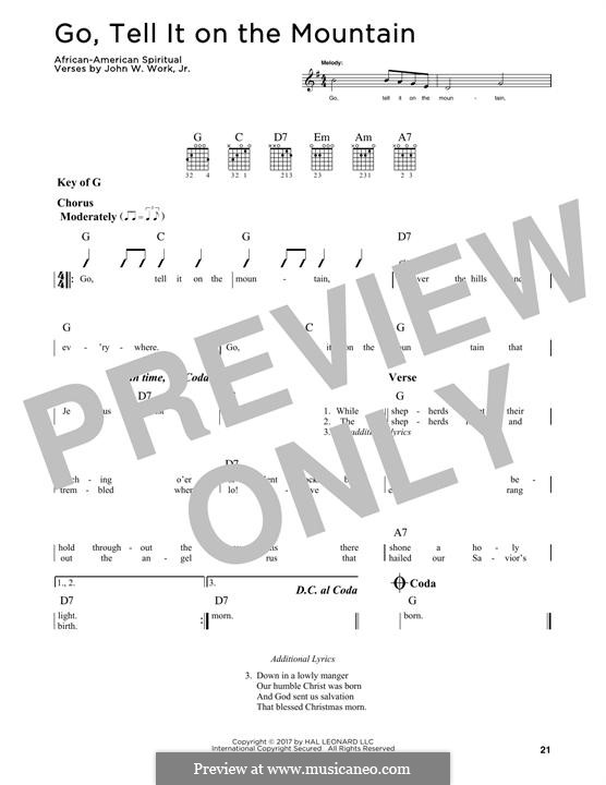 Go, Tell it on the Mountain (Printable Scores): For guitar by folklore