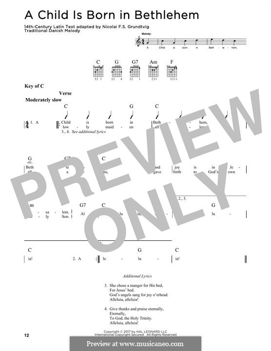 A Child Is Born in Bethlehem: For guitar with tab by folklore