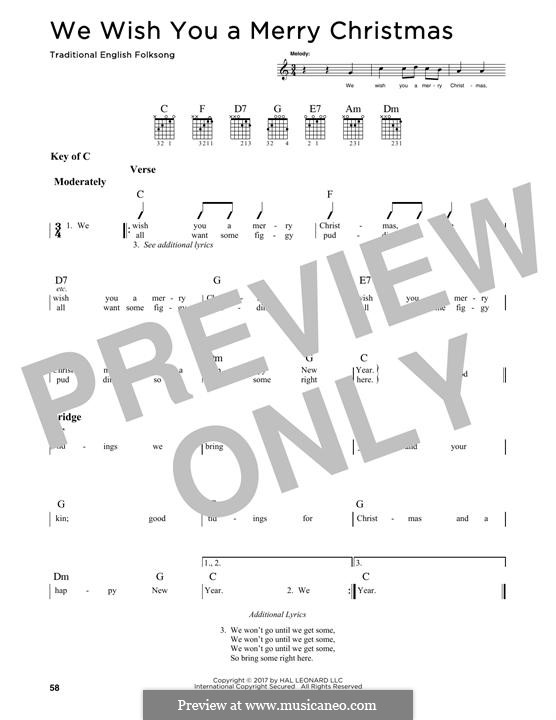 We Wish You a Merry Christmas (Printable Scores): For guitar by folklore