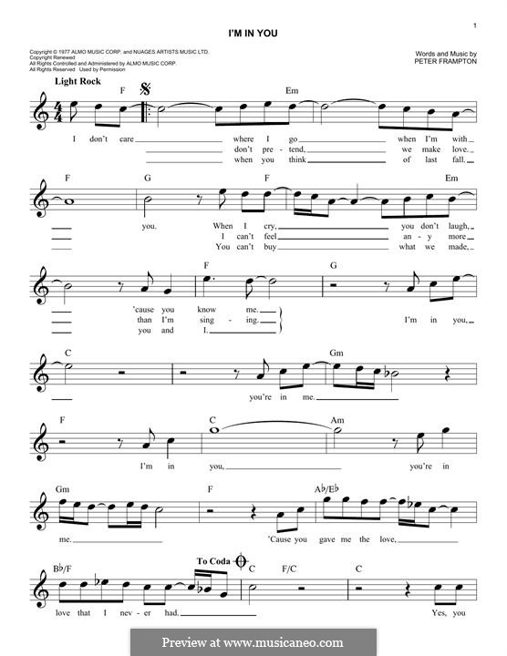 I'm in You: Melody line by Peter Frampton