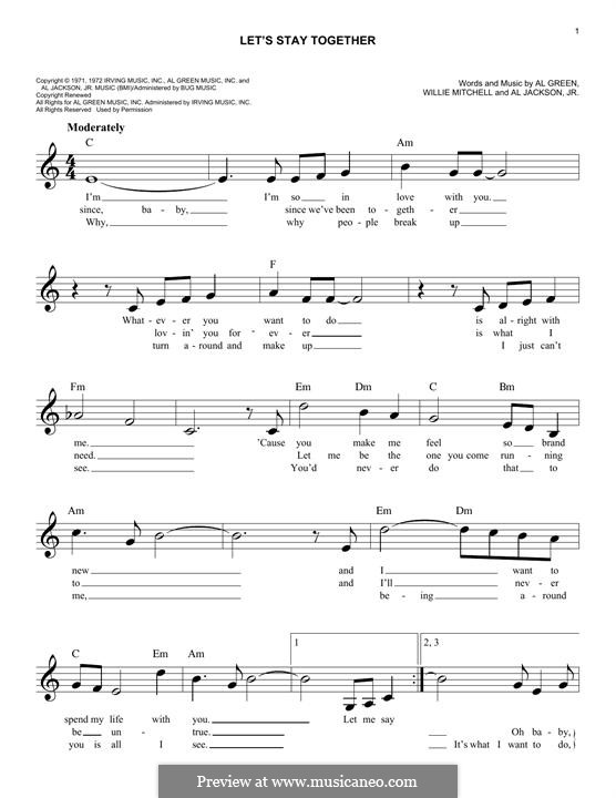 Let's Stay Together: Melody line by Willie Mitchell, Al Jackson Jr.