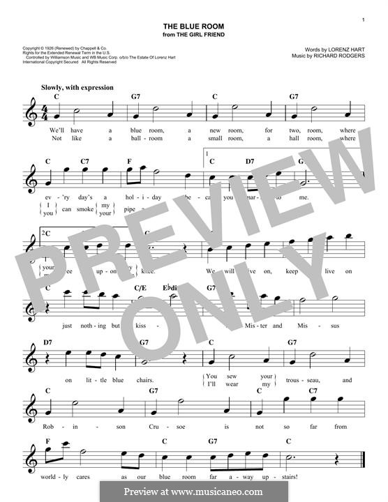 The Blue Room: Melody line by Richard Rodgers