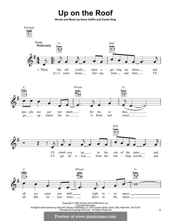 Up on the Roof (The Drifters): For ukulele by Carole King, Gerry Goffin