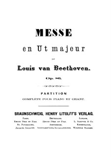 Mass in C Major, Op.86: For voices and piano by Ludwig van Beethoven